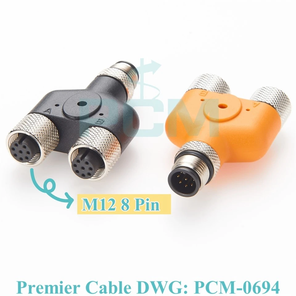 M12 A Code 8 Pin Y-Shaped Sensor Actuator Converter