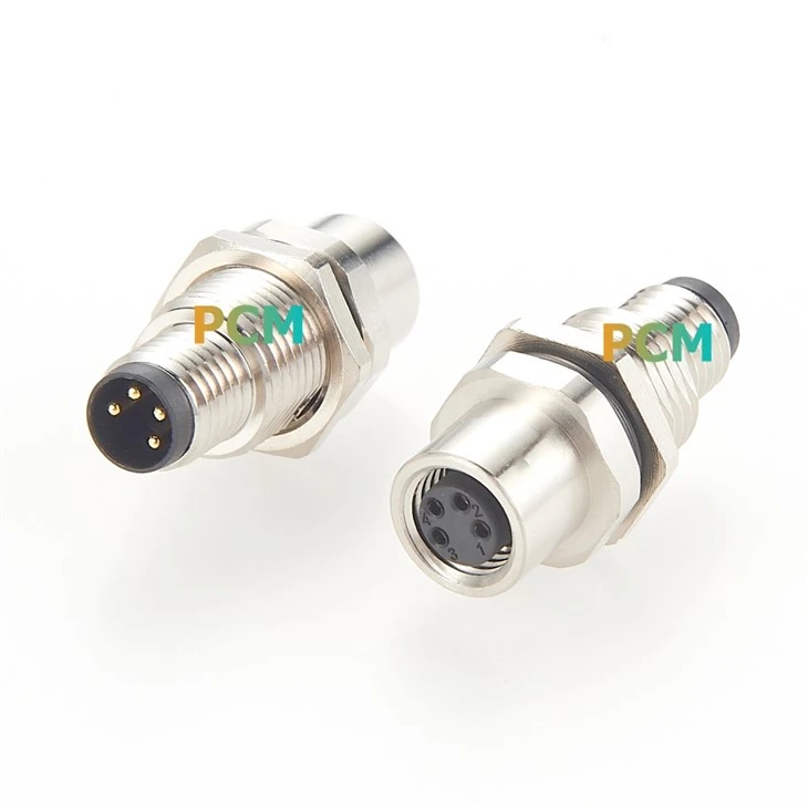 M8 4Pin Wall Feedthrough Panel Connector Male Female manufacturers