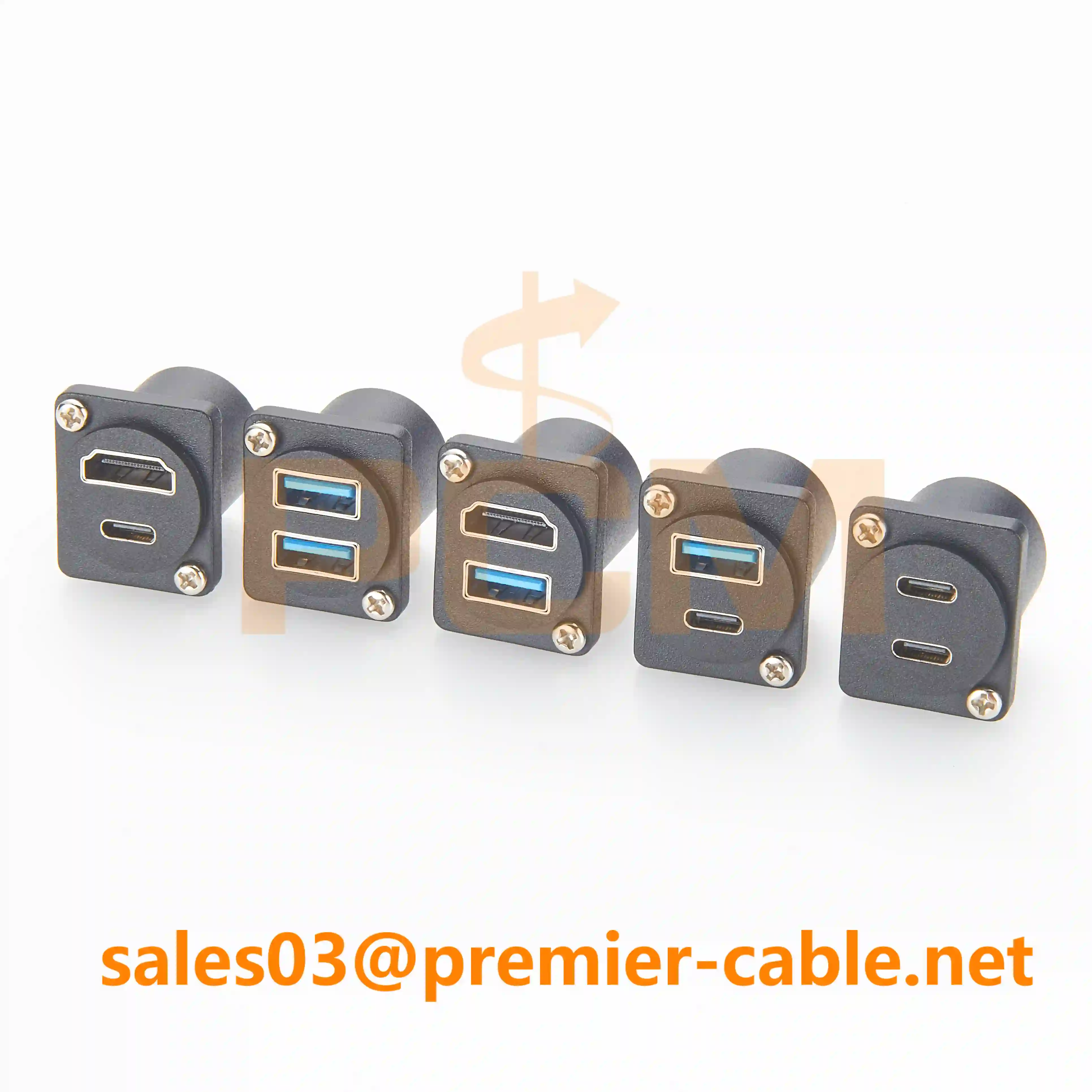 Dual-port panel mount adapters various combinations USB-A USB-C HDMI Dual-port panel mount adapters various combinations USB-A USB-C HDMI