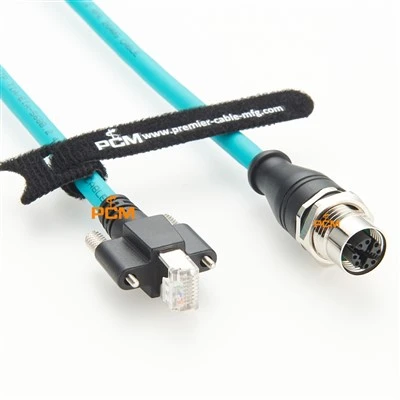 M12 X-koda do RJ45 Plošča Montain Ethernet Cable